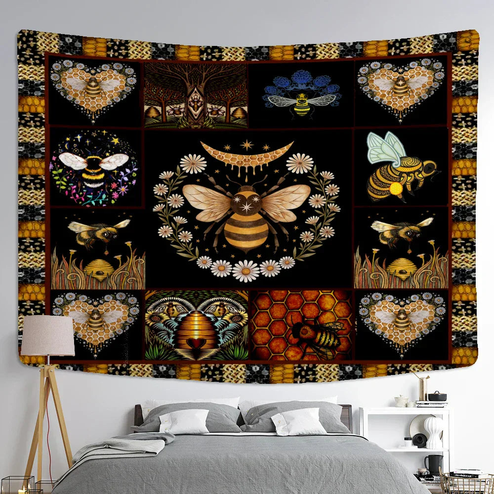 DecorBites™ Bee Daisy Wall Hanging: Bohemian Hippie Witchcraft Plant Dorm Decor