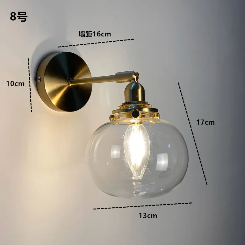 DecorBites™ Amber Glass LED Wall Light Fixtures On/Off Switch Nordic Modern Sconce