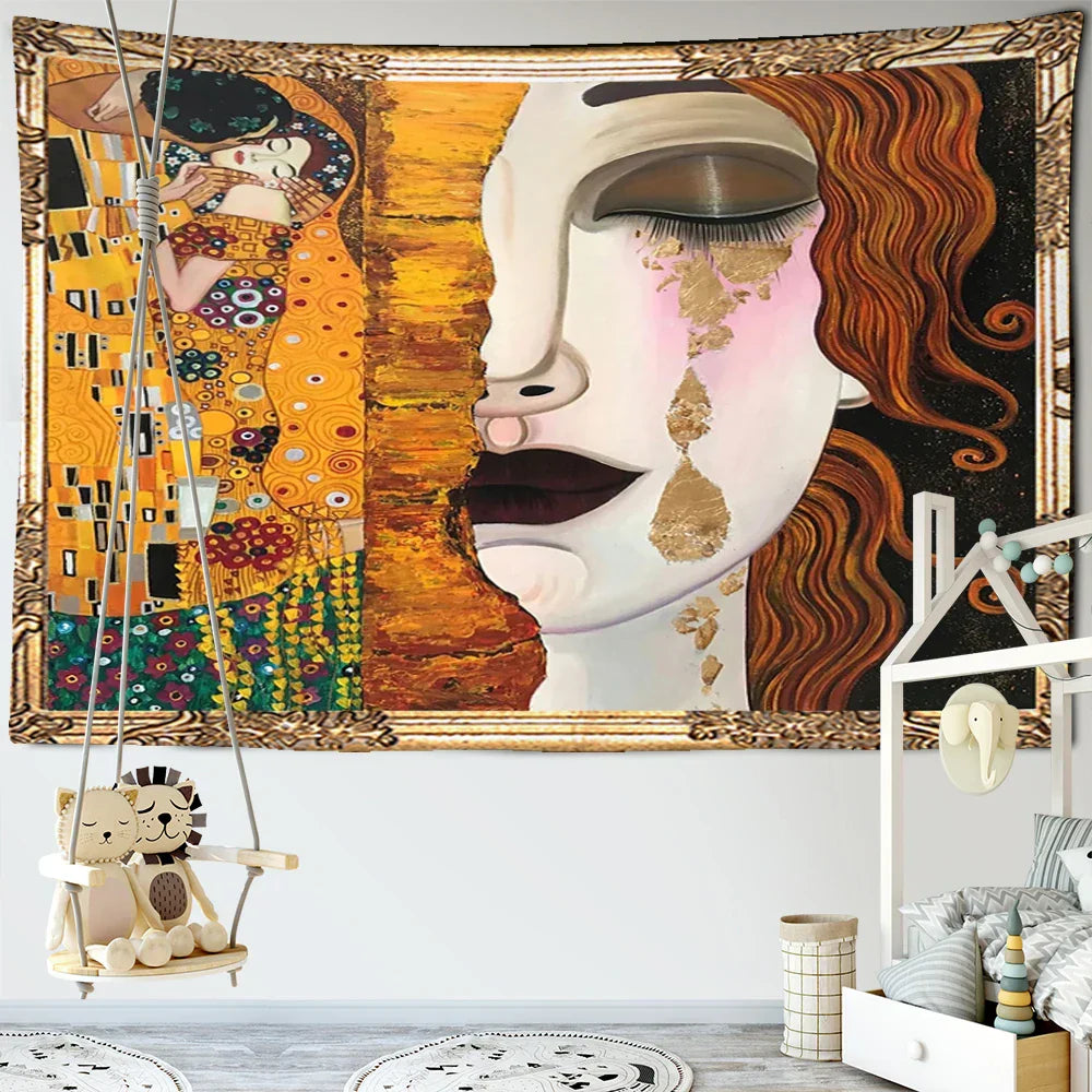 DecorBites™ Bohemian Thai Style Half Face Woman Tapestry Wall Hanging for Living Room Decor