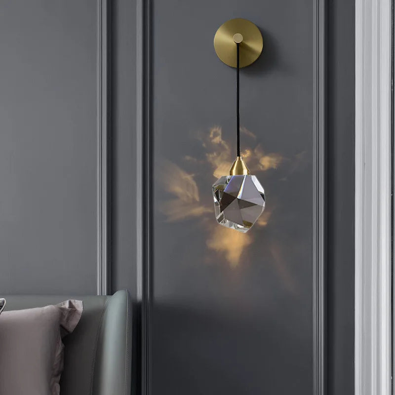 DecorBites™ Crystal Wall Lamp: Modern Golden Light Fixture for Living Room and Bedroom