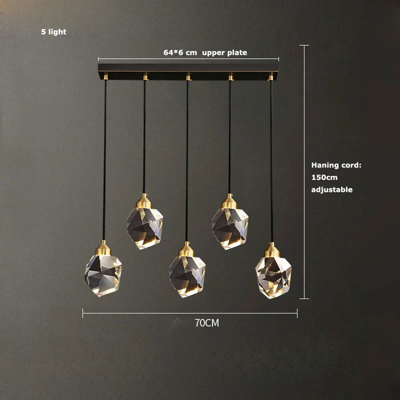 DecorBites™ Crystal Copper Chandelier Lighting for Dinning Room