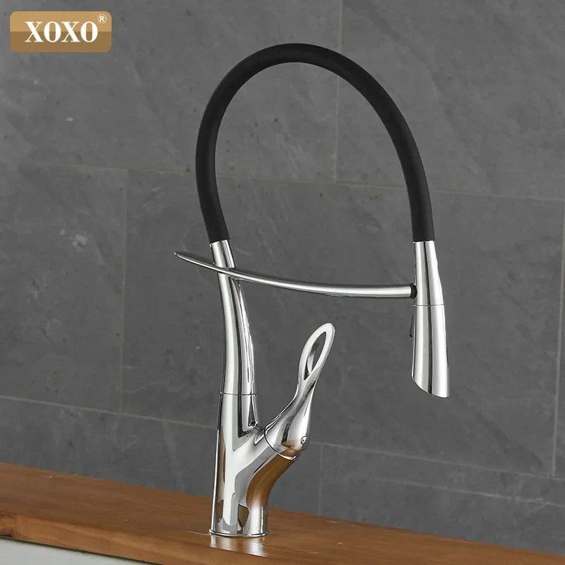 DecorBites™ Brushed Nickel Kitchen Faucet Pull Down Single Handle 360° Rotation