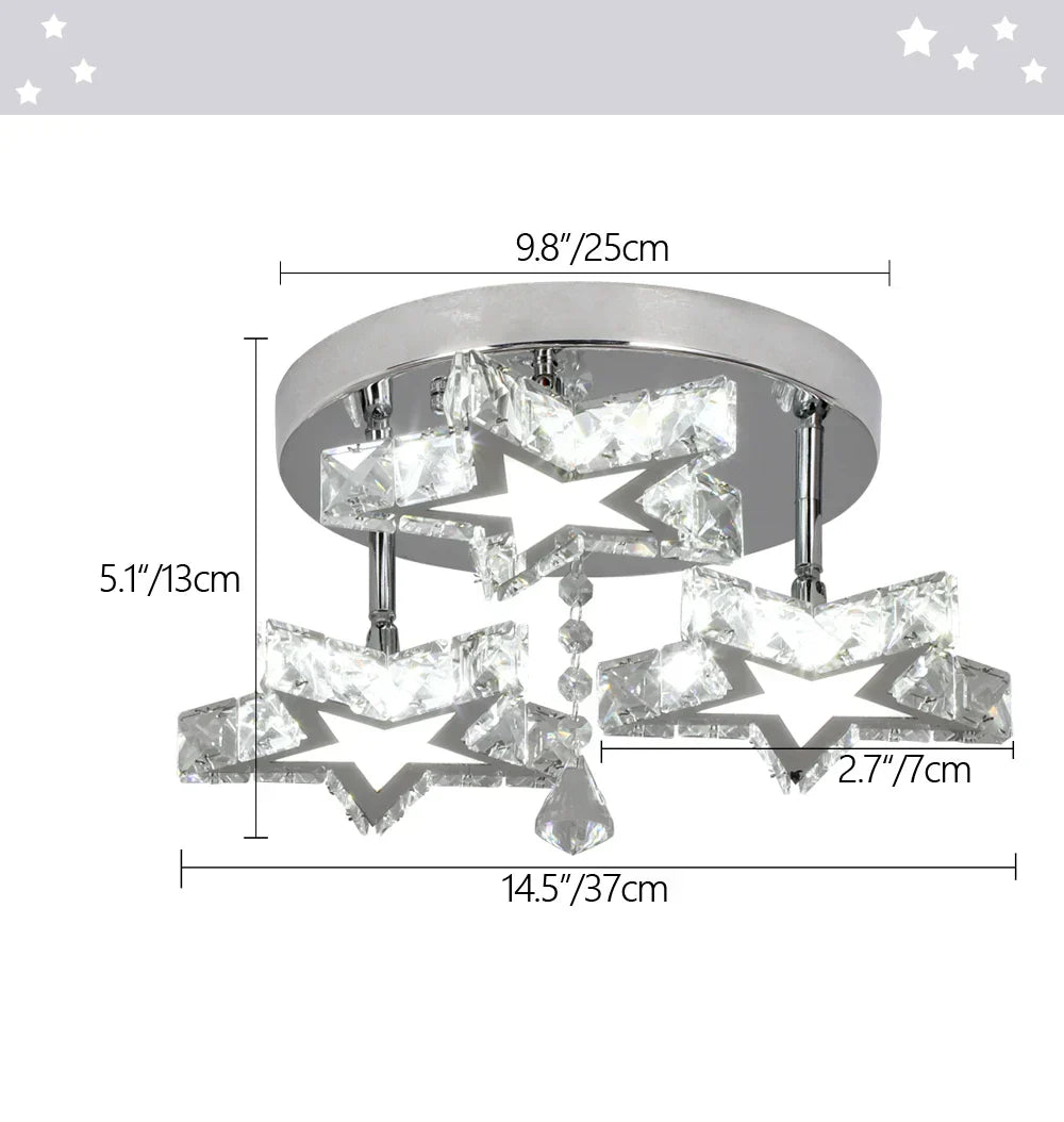 DecorBites™ Crystal Stars LED Pendant Chandelier for Modern Living Dining Room Decor