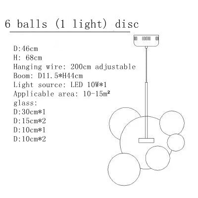 DecorBites™ Bubble Glass LED Chandelier for Kids Room Kitchen Office Restaurant