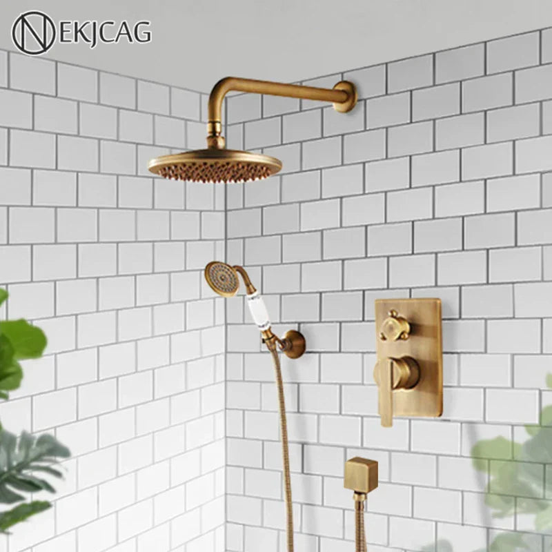 DecorBites™ Black Antique Wall-Mounted Bathroom Rain Shower System