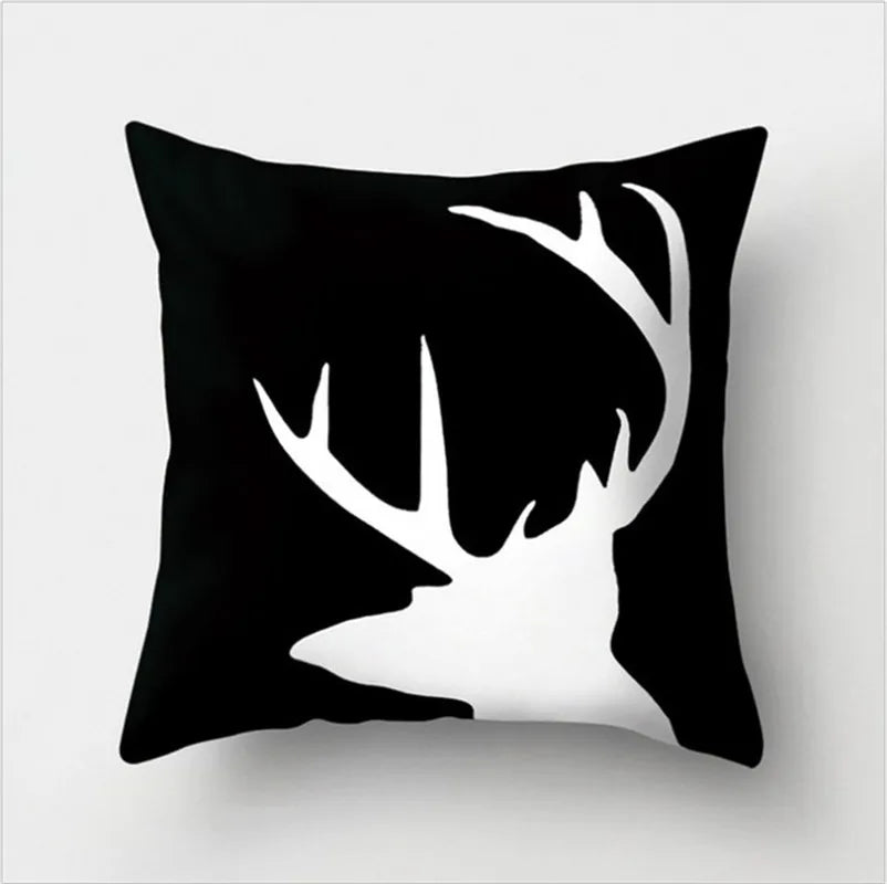 DecorBites™ Black White Flocking Pillowcase 45*45cm Fashion Living Room Sofa Cushion