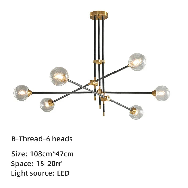 DecorBites™ Geometric Glass Ball Chandelier: Post-modern LED Pendant Lights for Stylish Decor