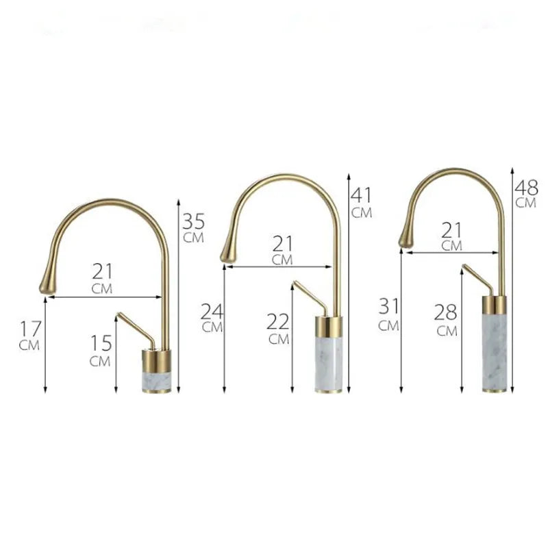 DecorBites™ Gold Brass Marble Basin Faucet Hot Cold Sink Mixer Tap