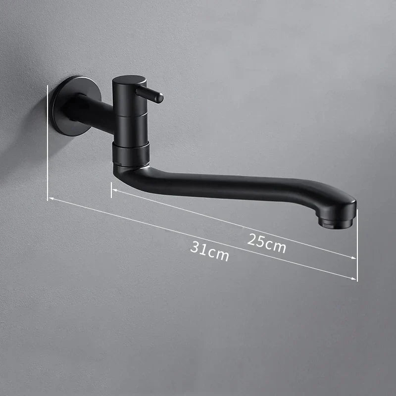 DecorBites™ Black Stainless Steel Swivel Kitchen Faucet 360 Degree Rotation Wall Mounted