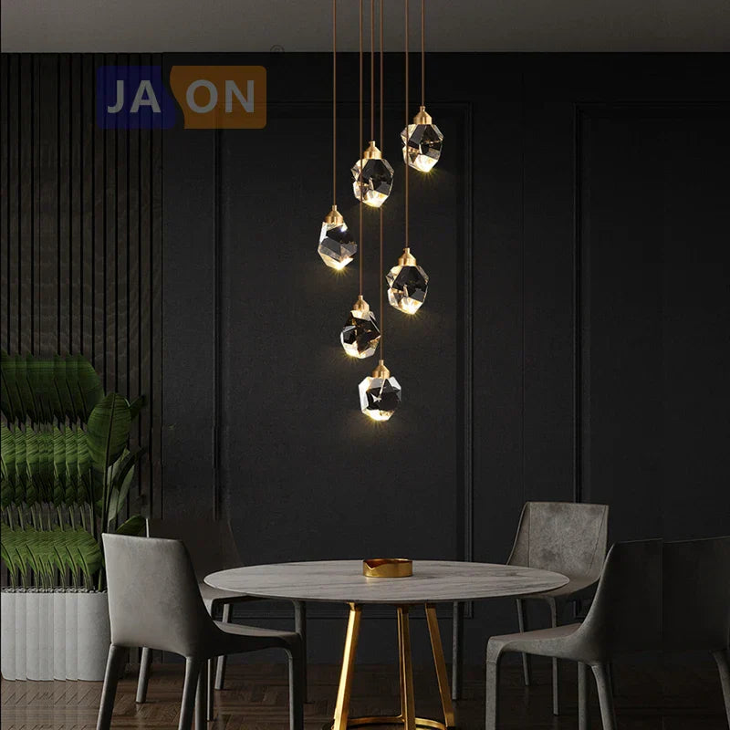 DecorBites™ Crystal Copper Black LED Chandelier for Dinning Room