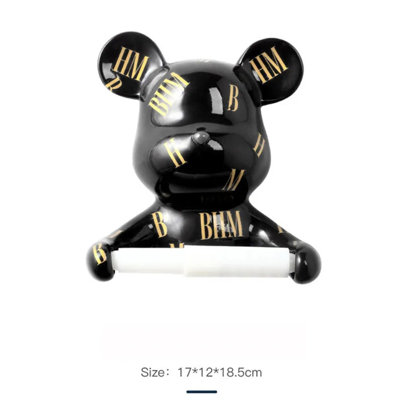 DecorBites™ Bear Resin Paper Towel Holder: Nordic Animal Hanging Tissue Box Rack for Modern Wall Decor