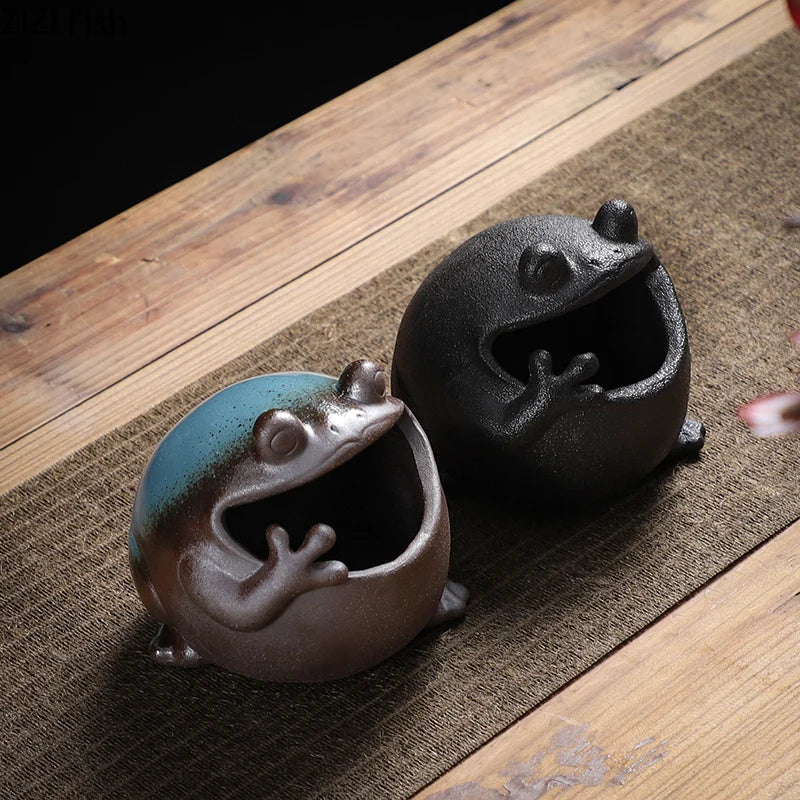 DecorBites™ Cute Big Belly Frog Cartoon Ceramic Ashtray Decor Gift for Boyfriend