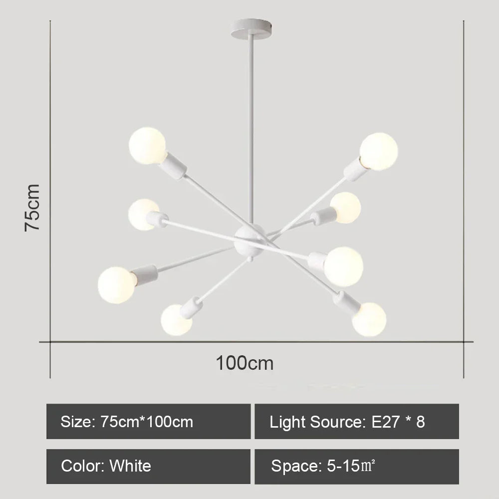 DecorBites™ LED Ceiling Chandelier: Modern & Industrial Sputnik Style for Living Room & Bedroom