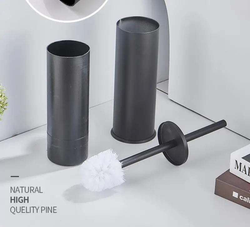 DecorBites™ Aluminum Toilet Brush Holder Set, Bath Hardware, Brushed Gold/Black