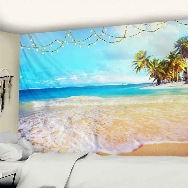 DecorBites™ Beach Coconut Tree Mandala Tapestry Wall Hanging Psychedelic Bohemian Decor
