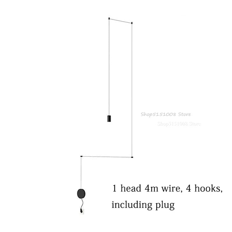 DecorBites™ Black Rope DIY Pendant Lamp Modern LED Ceiling Hanging Light Fixtures NordiLux Living Room