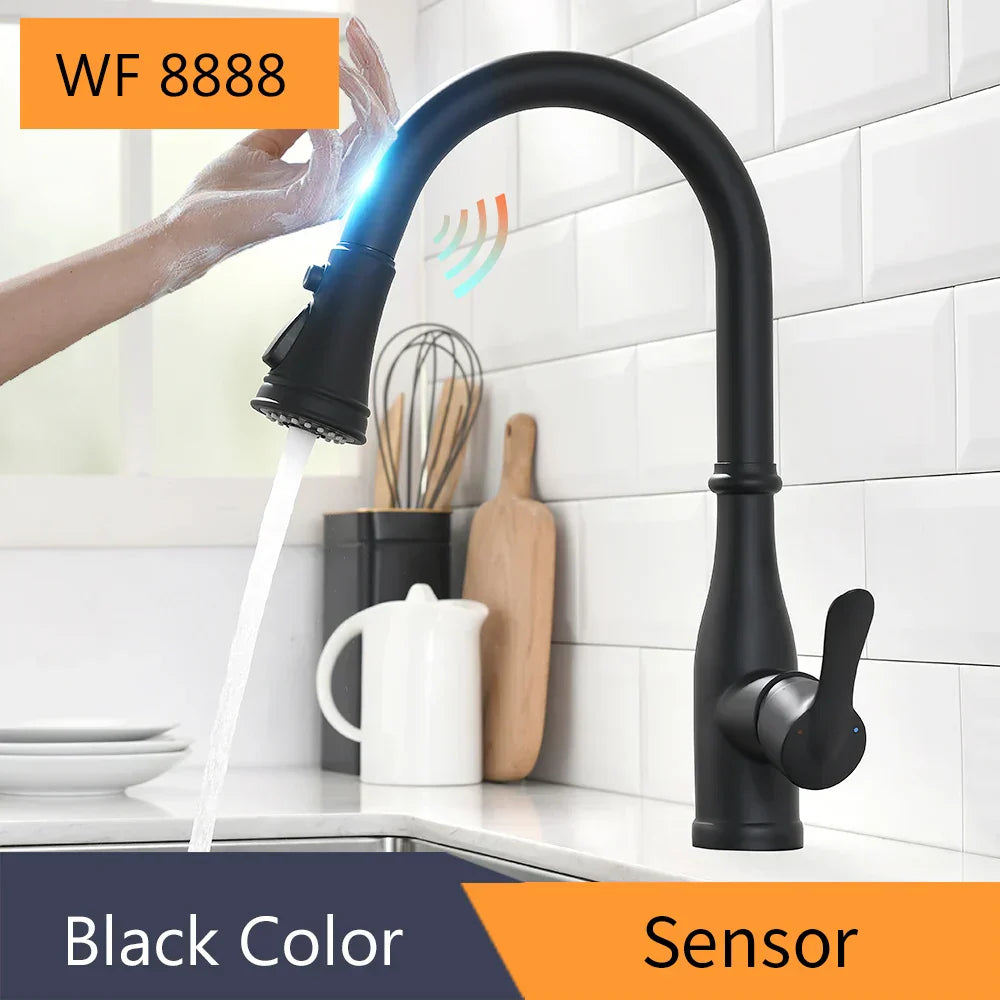DecorBites™ Brushed Gold Smart Sensor Kitchen Faucet, Dual Outlet, Single Handle