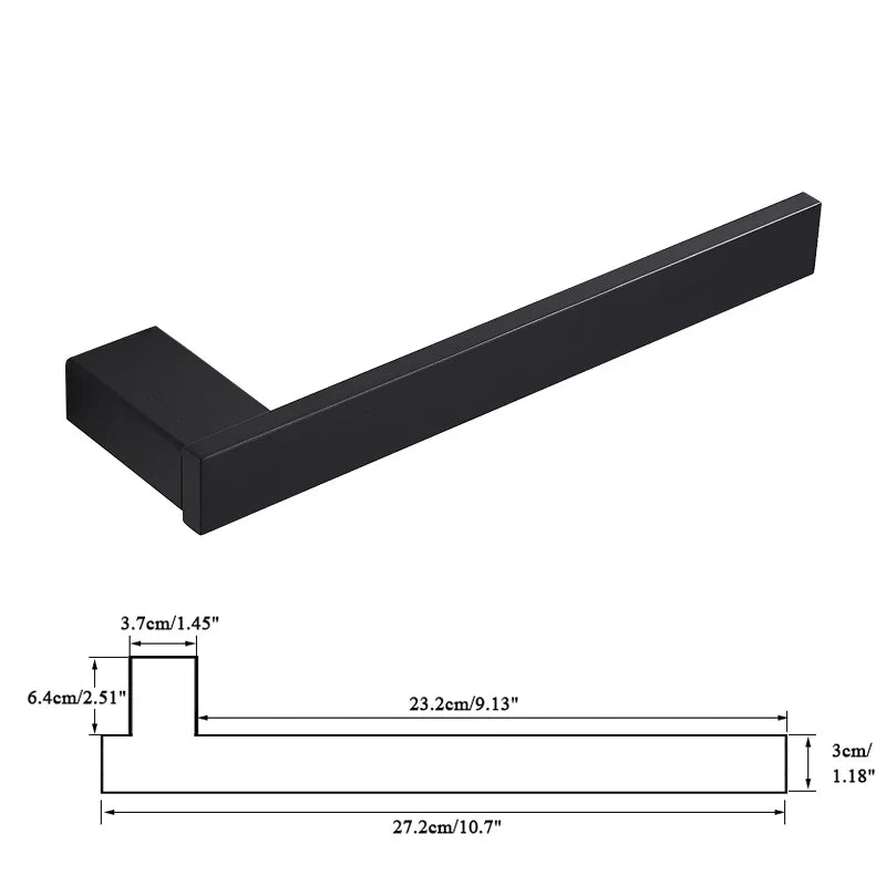 DecorBites™ Black Bathroom Hardware Set: Robe Hook, Towel Rail, Rack, Shelf, Tissue Holder & More