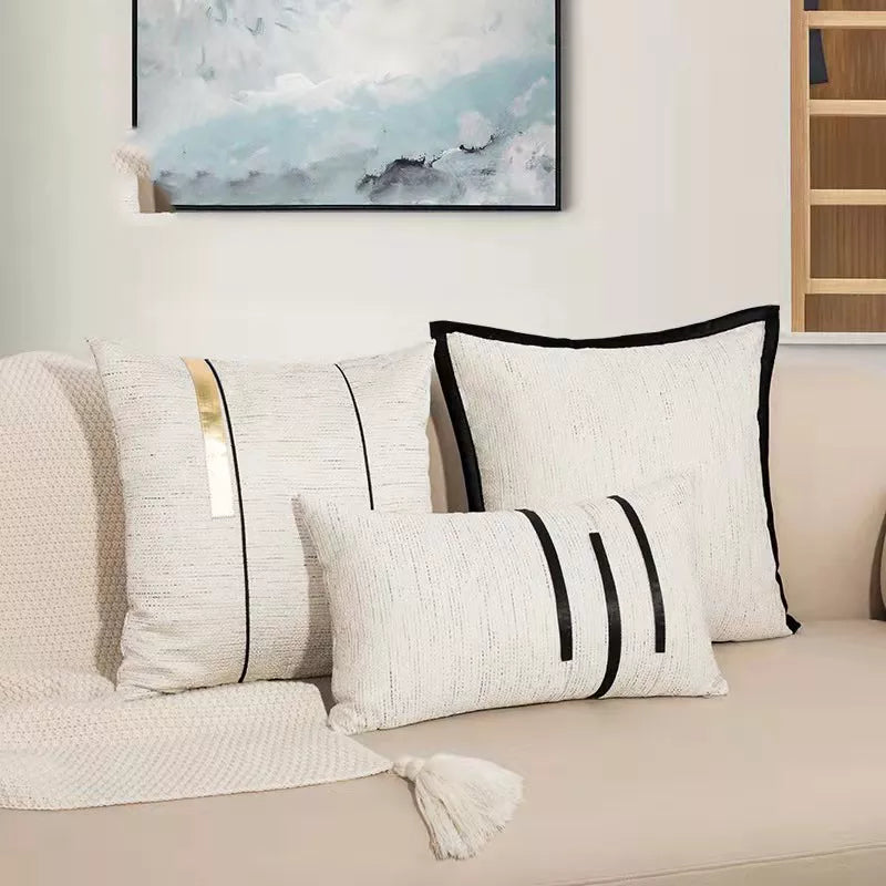DecorBites™ Black Stripe Jaquard Cushion Cover for Home Decoration 45x45cm/30x50cm