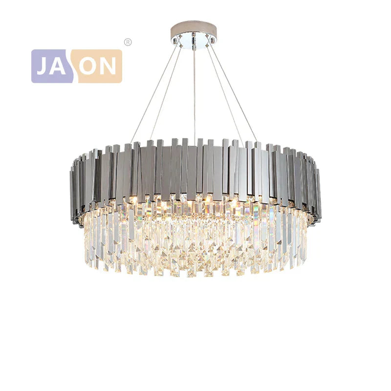 DecorBites™ Black Gold Crystal Oval LED Hanging Chandelier Lighting Fixture