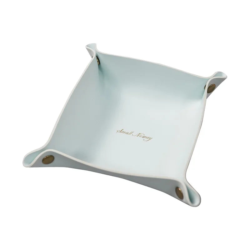 DecorBites™ Leather Desktop Organizer Tray: Home/Office Cosmetics, Jewelry, Key Storage Holder