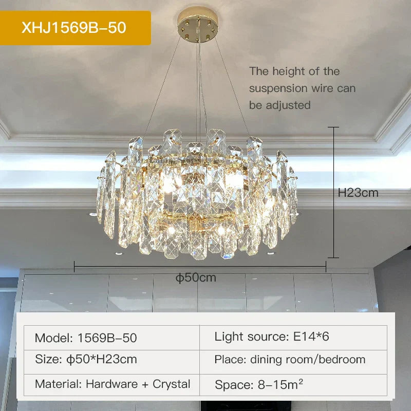 DecorBites™ Crystal LED Chandelier for Elegant Living Room, Dining, Bedroom, Kitchen