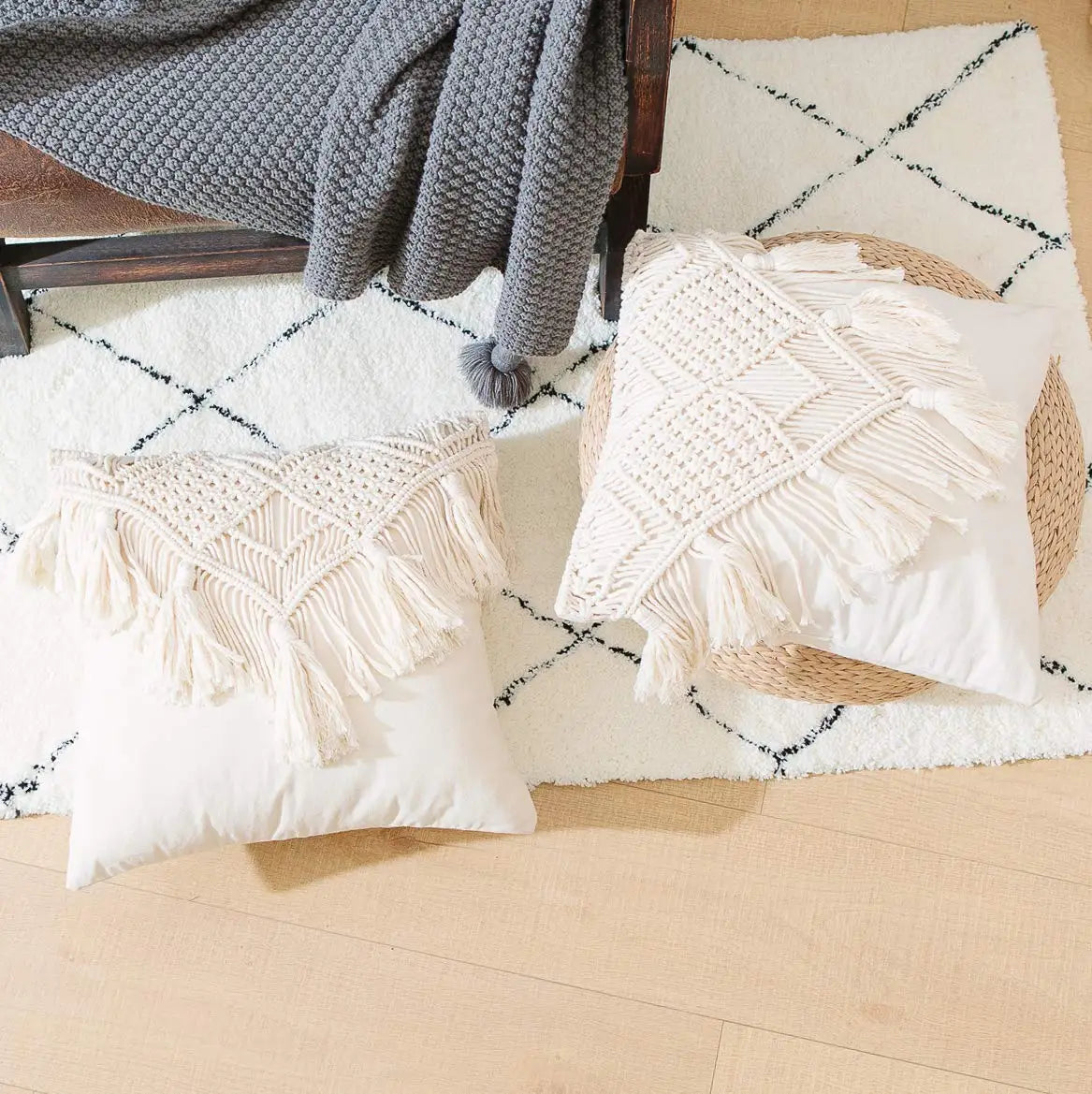 DecorBites™ Bohemian Style Beige Cushion Cover for Home Decoration - 30x50cm/45x45cm