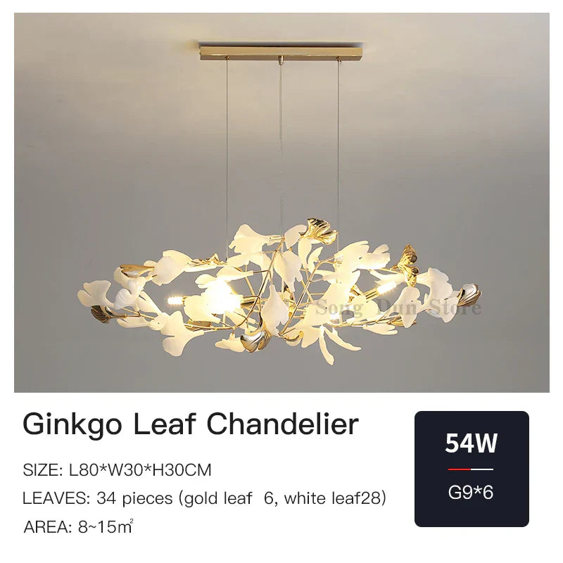 DecorBites™ Ginkgo Leaf Decor Chandelier - Nordic Fine Flower Art Light for Living Room
