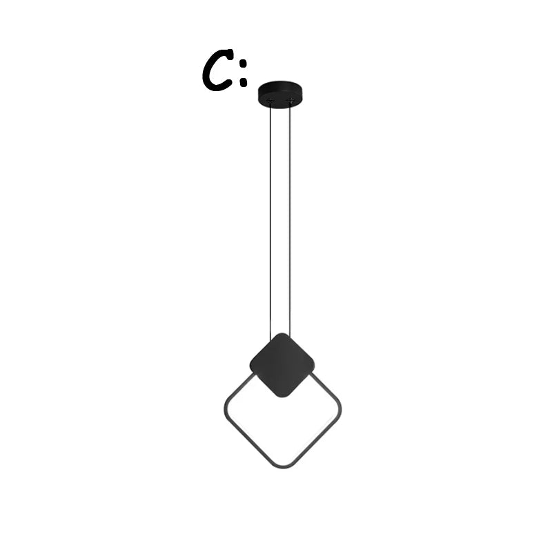 DecorBites™ Black Ring Pendant Lamp: Minimalist Nordic Design, Dimmable LED, Long Wire