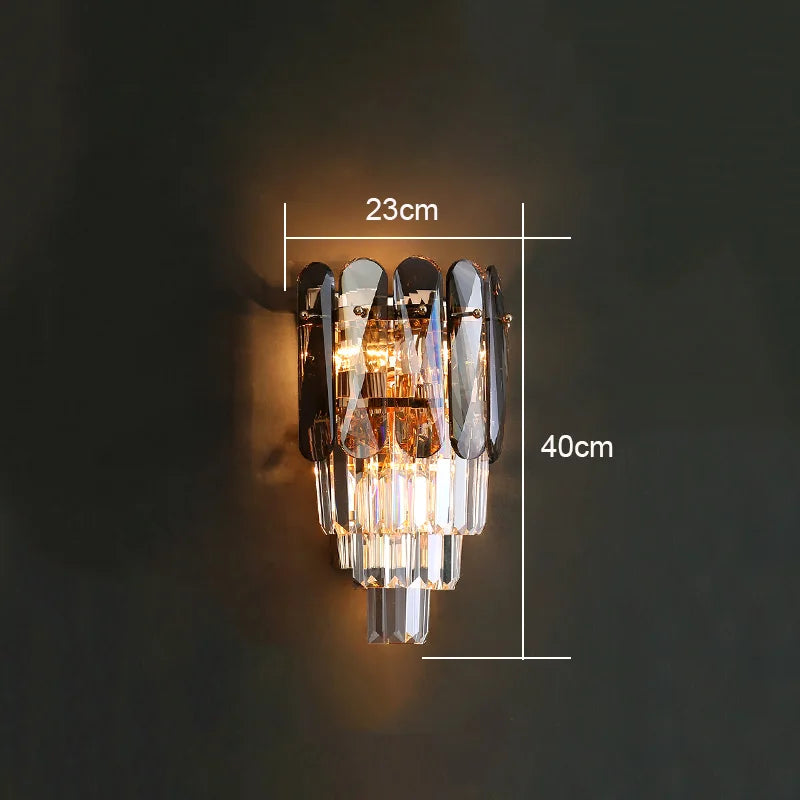DecorBites™ Crystal Wall Lamp: Modern Luxury LED Lighting for Living Room, Bedroom, and Staircase