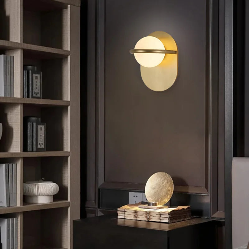 DecorBites™ Glass Ball Gold Wall Light Sconce | Modern Nordic Bedside Indoor Lamp
