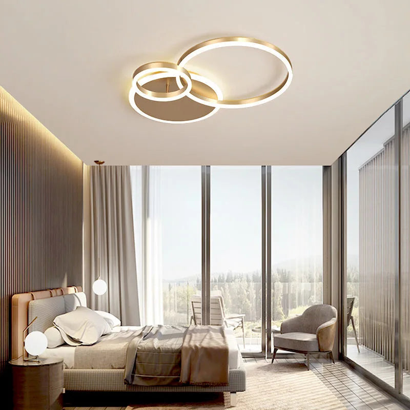 DecorBites™ LED Rings Ceiling Chandelier for Decorative Living Room, Dimmable Indoor Lamps