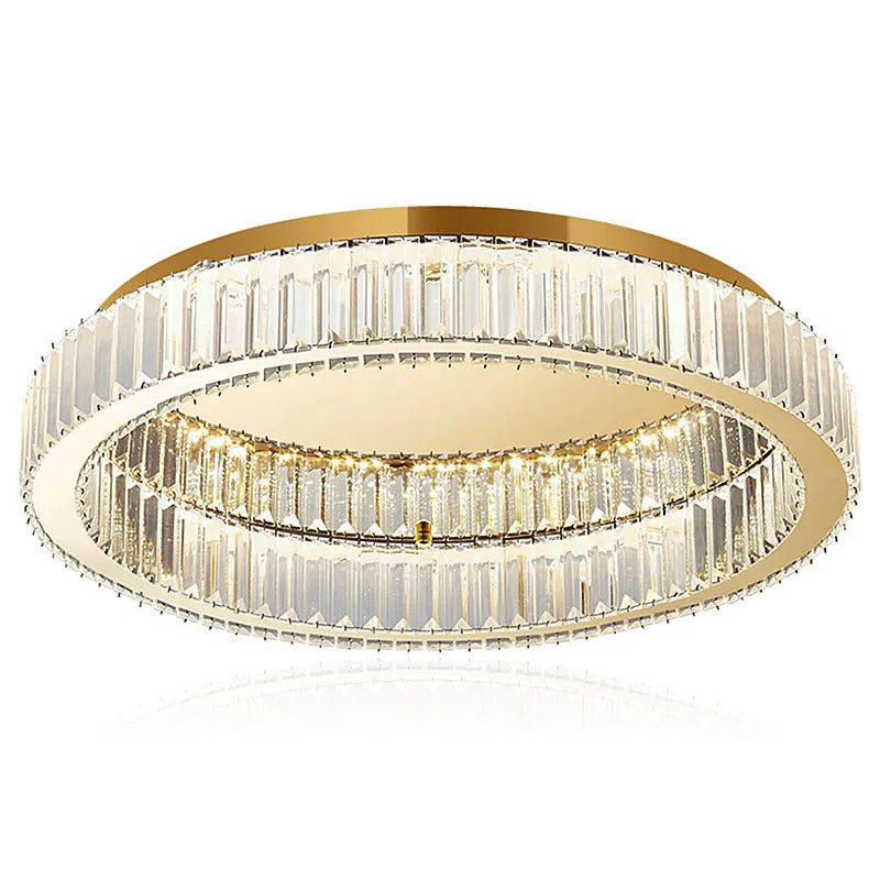 DecorBites™ Crystal Circle Ceiling Chandelier: Modern LED Indoor Lighting for Living Room, Bedroom & Study
