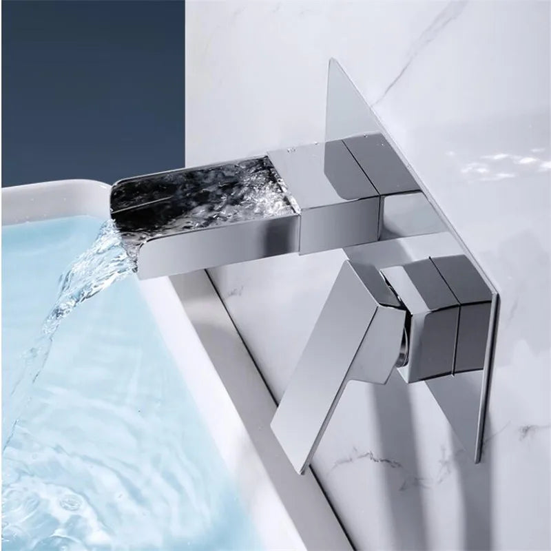 DecorBites™ Blanoir Black Chrome Waterfall Basin Mixer Tap Set