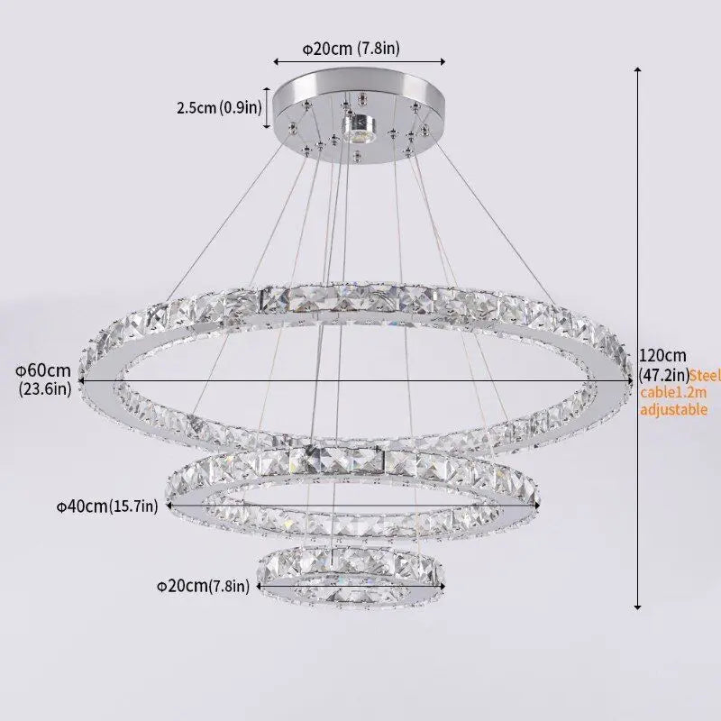 DecorBites™ Crystal LED Ring Pendant Chandelier for Modern Living Dining Room Décor