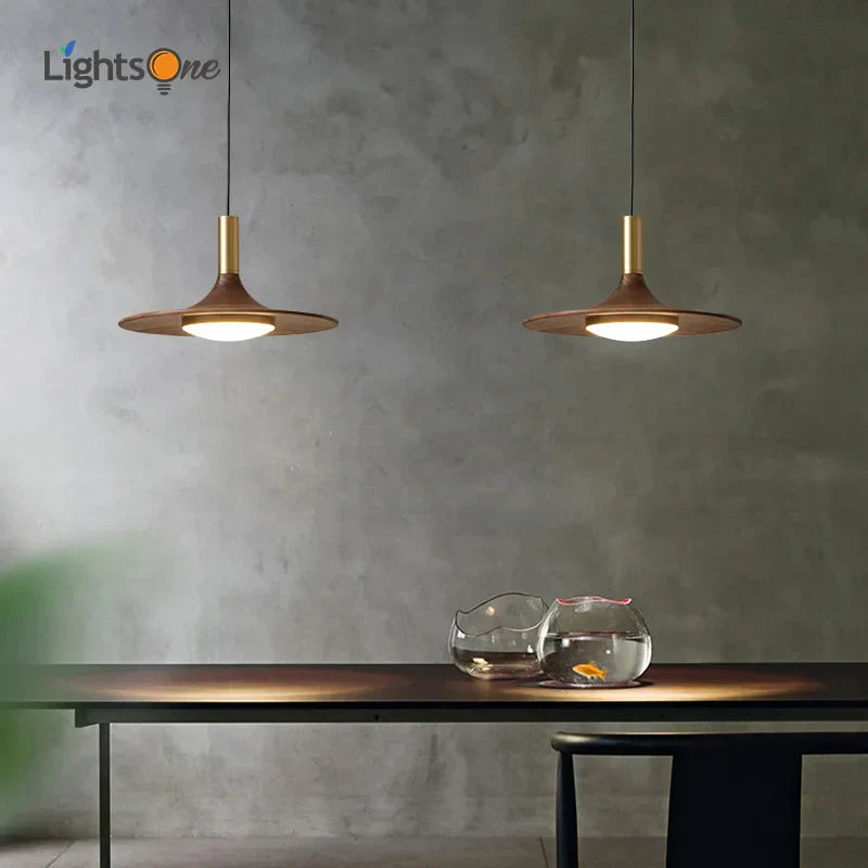 DecorBites™ Black Walnut UFO Pendant Light - Luxury Dining Room Art Lamp