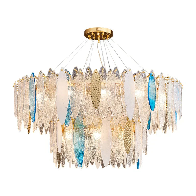 DecorBites™ Art Deco Glass Iron LED Chandelier for Dinning Room