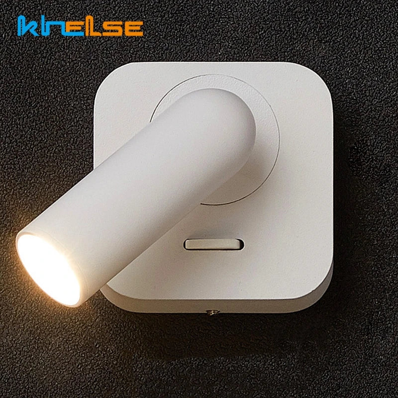 DecorBites™ LED Reading Wall Lamp with Switch | 350º Rotation | 3W Bedside Sconce for Home Decor