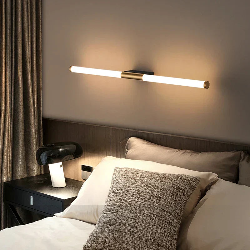 DecorBites™ Linear LED Wall Lamp Metal Tube Gold Sconce for Living Room Bedroom Aisle