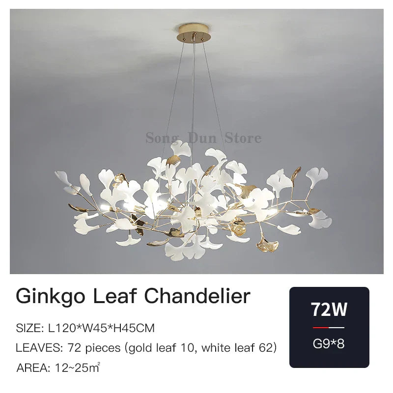 DecorBites™ Ginkgo Leaf Decor Chandelier - Nordic Fine Flower Art Light for Living Room