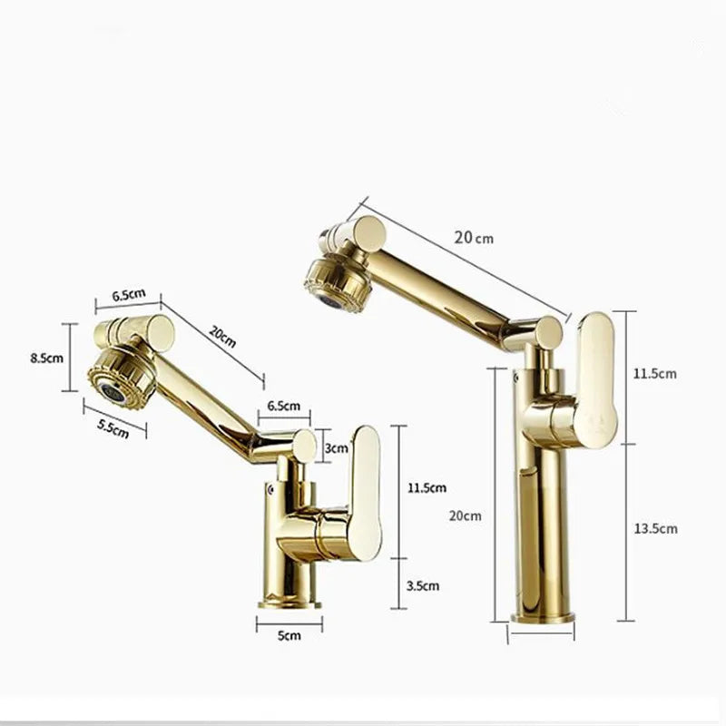 DecorBites™ Gold and Black Bathroom Faucet with Hot Cold Water Mixer - Deck Mounted