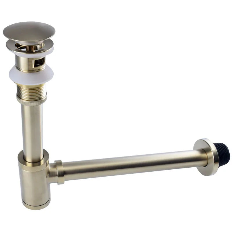 DecorBites™ Antique Brass Pop Up Drain Kit with P-Trap Pipe for Bathroom Sink.