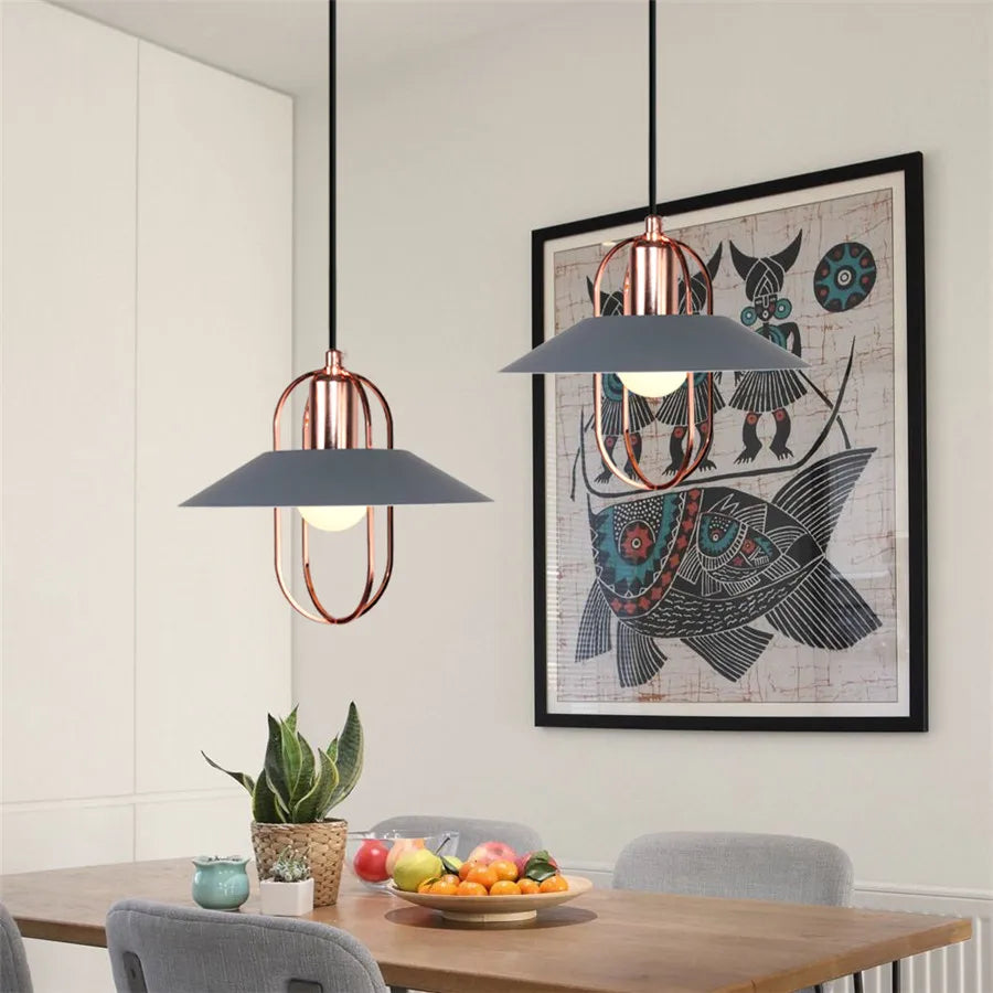 DecorBites™ Industrial Gray Pendant Light with LED for Living Room, Foyer - Modern Luminaire