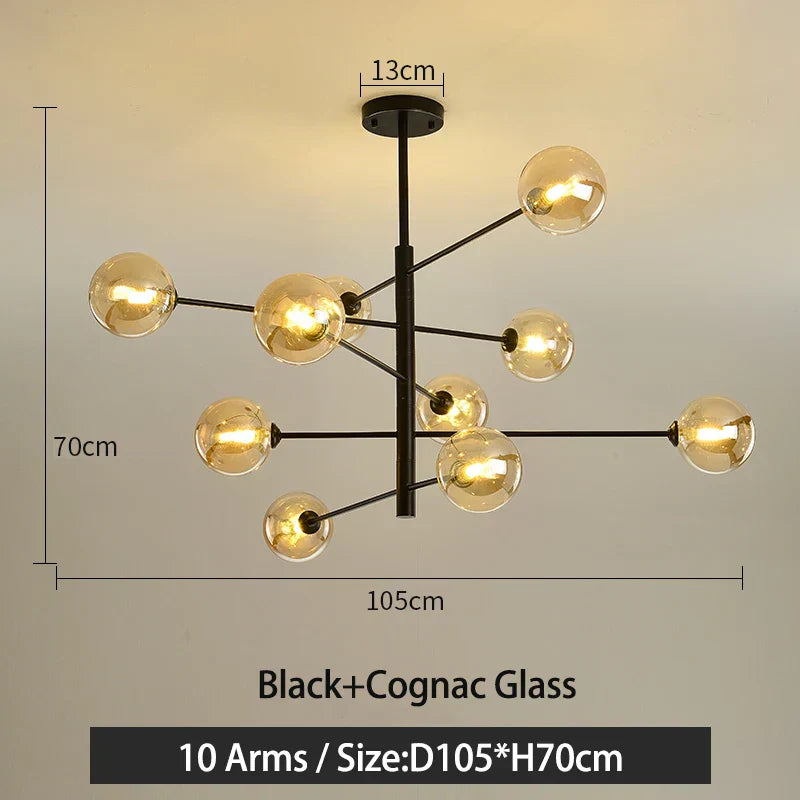 DecorBites™ Black/Gold G9 LED Chandelier for Living Room Bedroom Modern Pendant Lighting