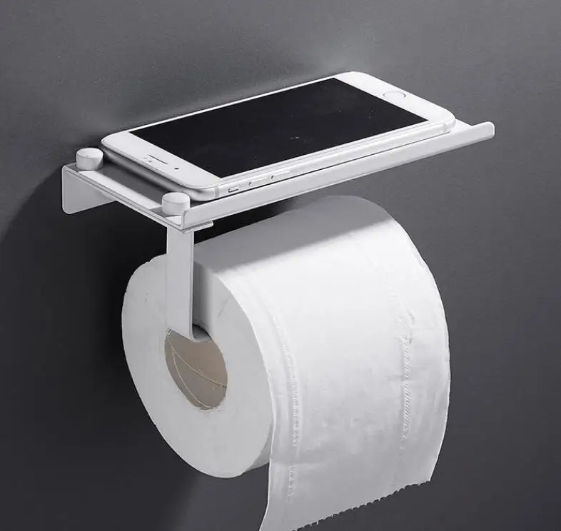 DecorBites™ Bathroom Paper Phone Holder Shelf Towel Rack Toilet Tissue Box Silver Gold