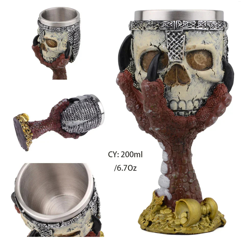 DecorBites™ Dragon King Goblet 200ml: Retro Stainless Steel Wine Glass Gothic Whiskey Cup