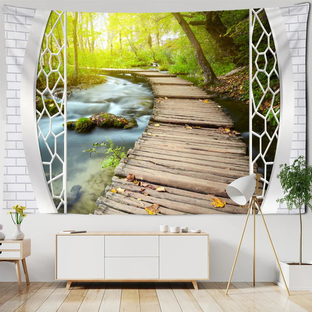 DecorBites™ Bohemian Wood Tapestry Wall Hanging for Stylish Dorm Room Decor