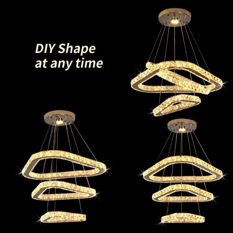 DecorBites™ Crystal LED Ring Pendant Chandelier for Modern Living Dining Room Décor