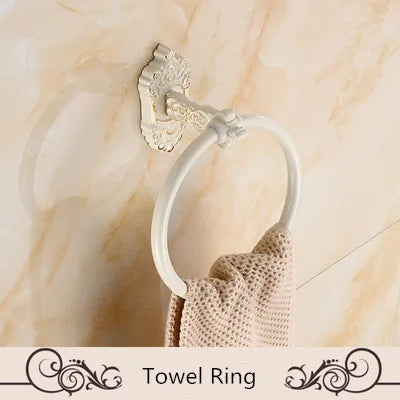 DecorBites™ Aluminum Bath Hardware Set: Shelf, Towel Rack, Paper Holder, Brush Holder, Hooks