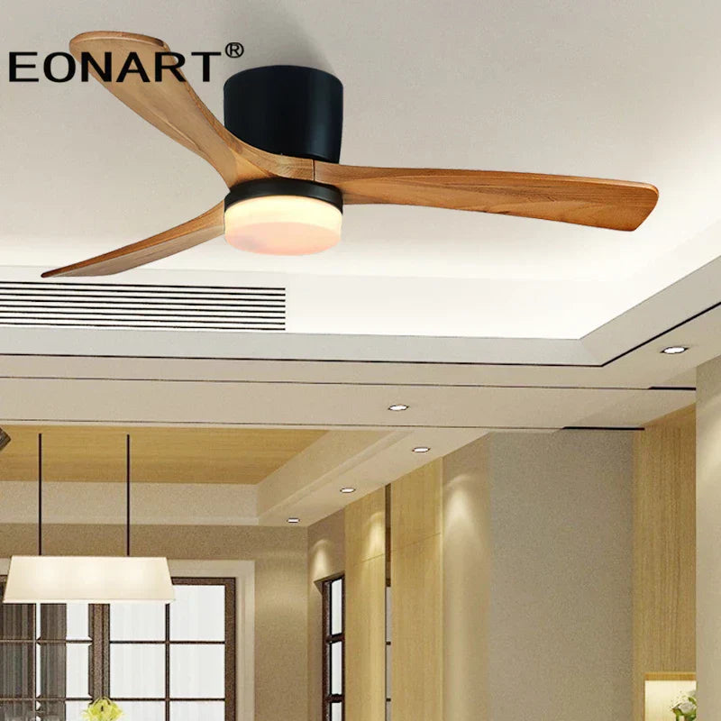 DecorBites™ 36" Wooden White Ceiling Fan with Remote Control - Modern Indoor Solid Wood Fan